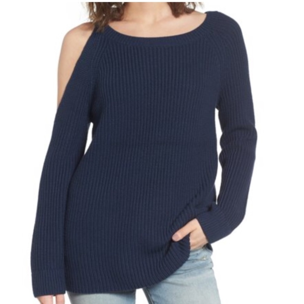 Treasure & Bond NEW Blue Cold-Shoulder Sweater